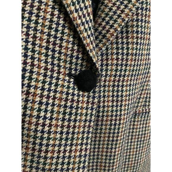 Vintage Joan Leslie Blazer Wool Blend Houndstooth Naturals Velvet Collar 6P - Picture 5 of 15